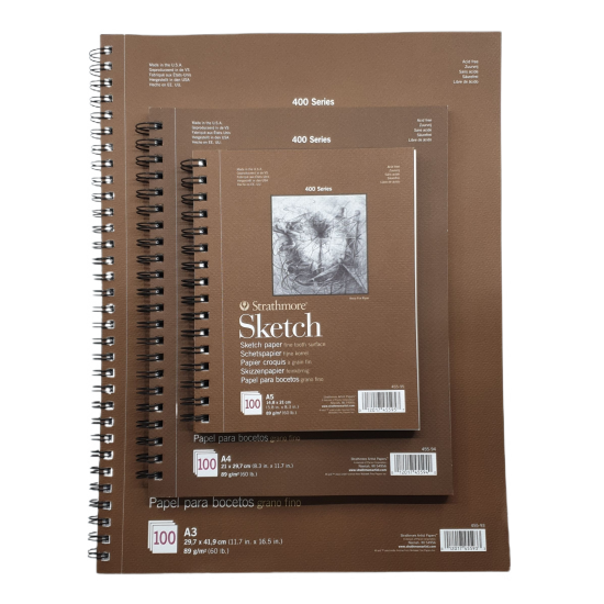 Strathmore A3 Pad Sketchbook (A3 29,7X41.9 CM x 100 sheets) 89 g/m2 natural white paper color 400 Series (16.5*11.7 IN)